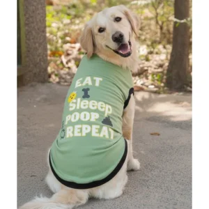 Pet Set Go Eat Sleep Poop Repeat T-shirt for Dogs (Cyan)