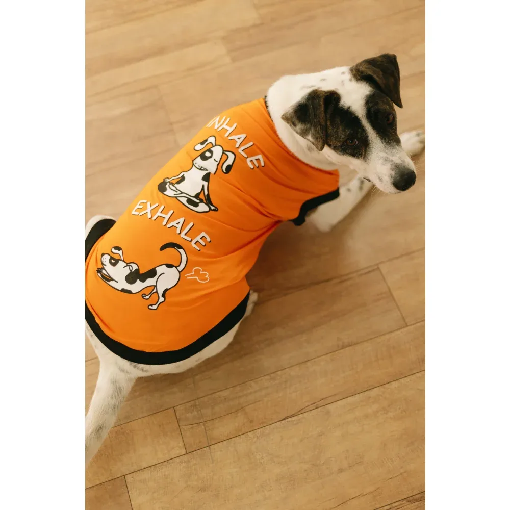 Pet Set Go Inhale Exhale T-shirt for Dogs (Orange) - Image 2