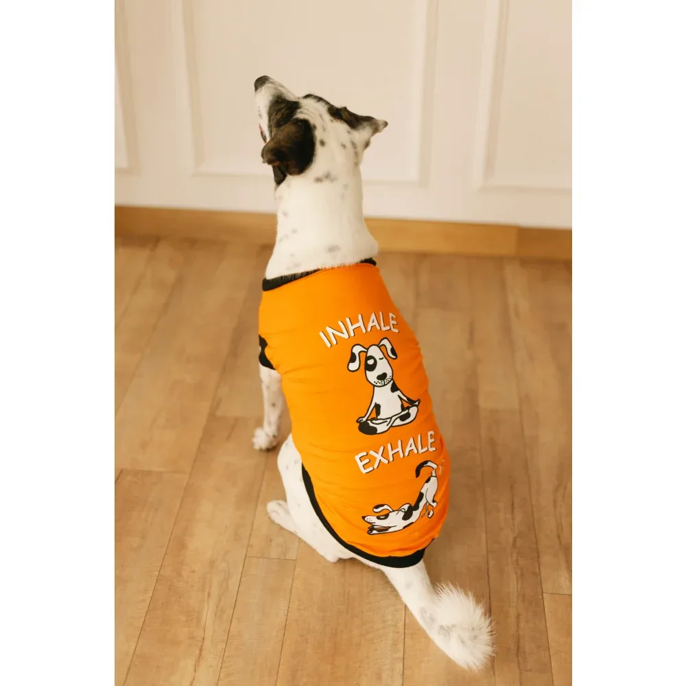 Pet Set Go Inhale Exhale T-shirt for Dogs (Orange)