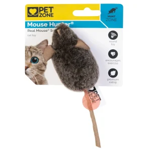 Pet Zone Products Play-N-Squeak MouseHunter Squeaking Cat Toy Brown