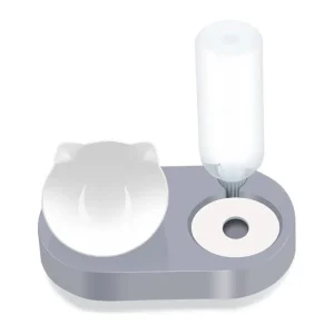 PetGains 2 in 1 Automatic Food and Water Dispenser for Dogs and Cats (Grey)