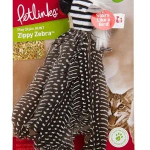 Petlinks Safari HappyNip Zippy Zebra Feathers Catnip Cat Toy Black/White Medium