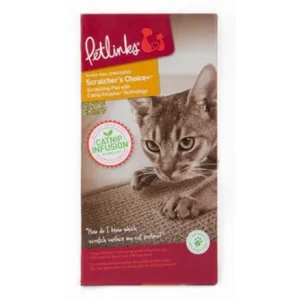 Petlinks Scratcher's Choice+ Corrugate Cat Scratcher with Infused Catnip and Cat Toy Brown