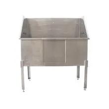 Petology Stationary Stainless Steel Tub w/ Sliding Door, 60" x 24"