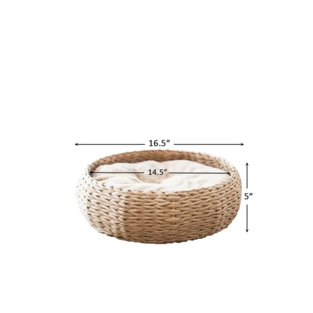 PetPals Buttercup Cozy Nest Hand Woven Pet Bed Beige & Cream 16 in - Image 2