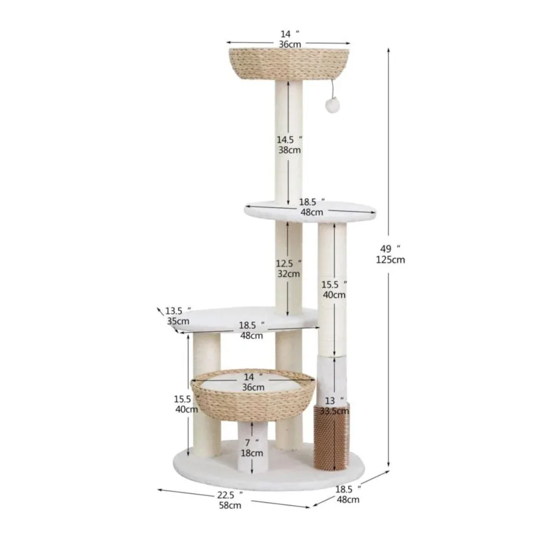 PetPals Pharoah 5-Level Cat Tree, Ivory, 49 in - Image 2