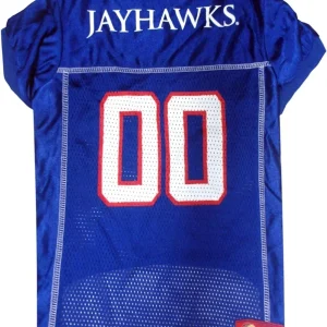 Pets First Kansas Jayhawks NCAA Mesh Dog Jersey - Crimson & Blue, X-Small-XXL