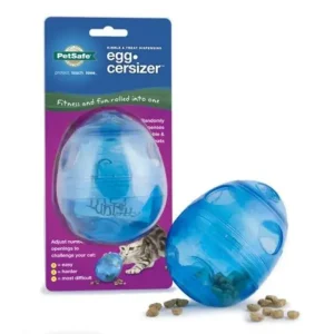 PetSafe Funkitty Egg-Cersizer Cat Treat Dispenser Cat Toy Blue