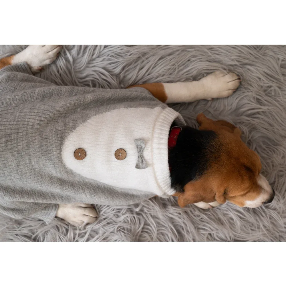 Petsnugs Gentle Knit Sweater for Dogs and Cats (Grey & White)