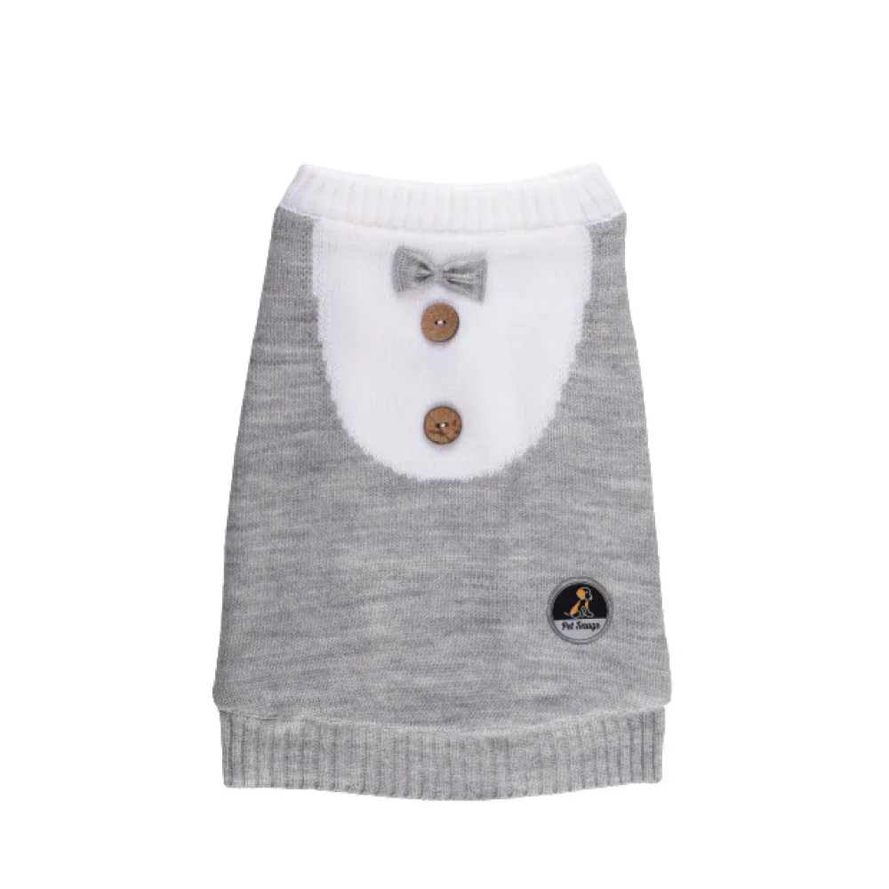 Petsnugs Gentle Knit Sweater for Dogs and Cats (Grey & White) - Image 2