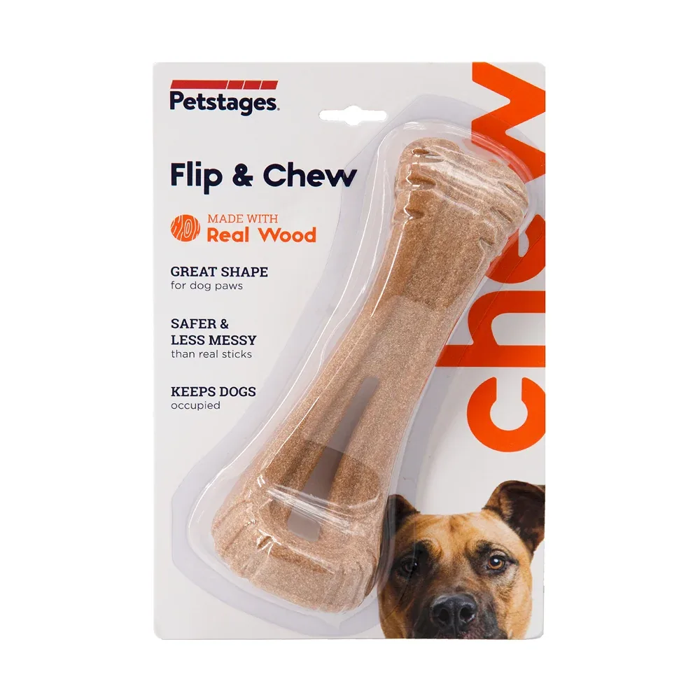 Petstages Dogwood Flip Chew Bone Toy for Dogs (Brown)