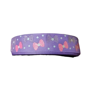 Pink and Purple Bows Nylon Dog Collar