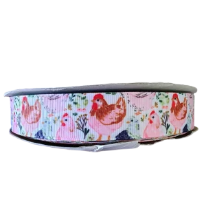 Pink Chickens Nylon Dog Collar
