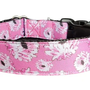 Pink Flowers Nylon Dog Collar