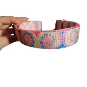Pink Pastel Tie Dye Nylon Dog Collar