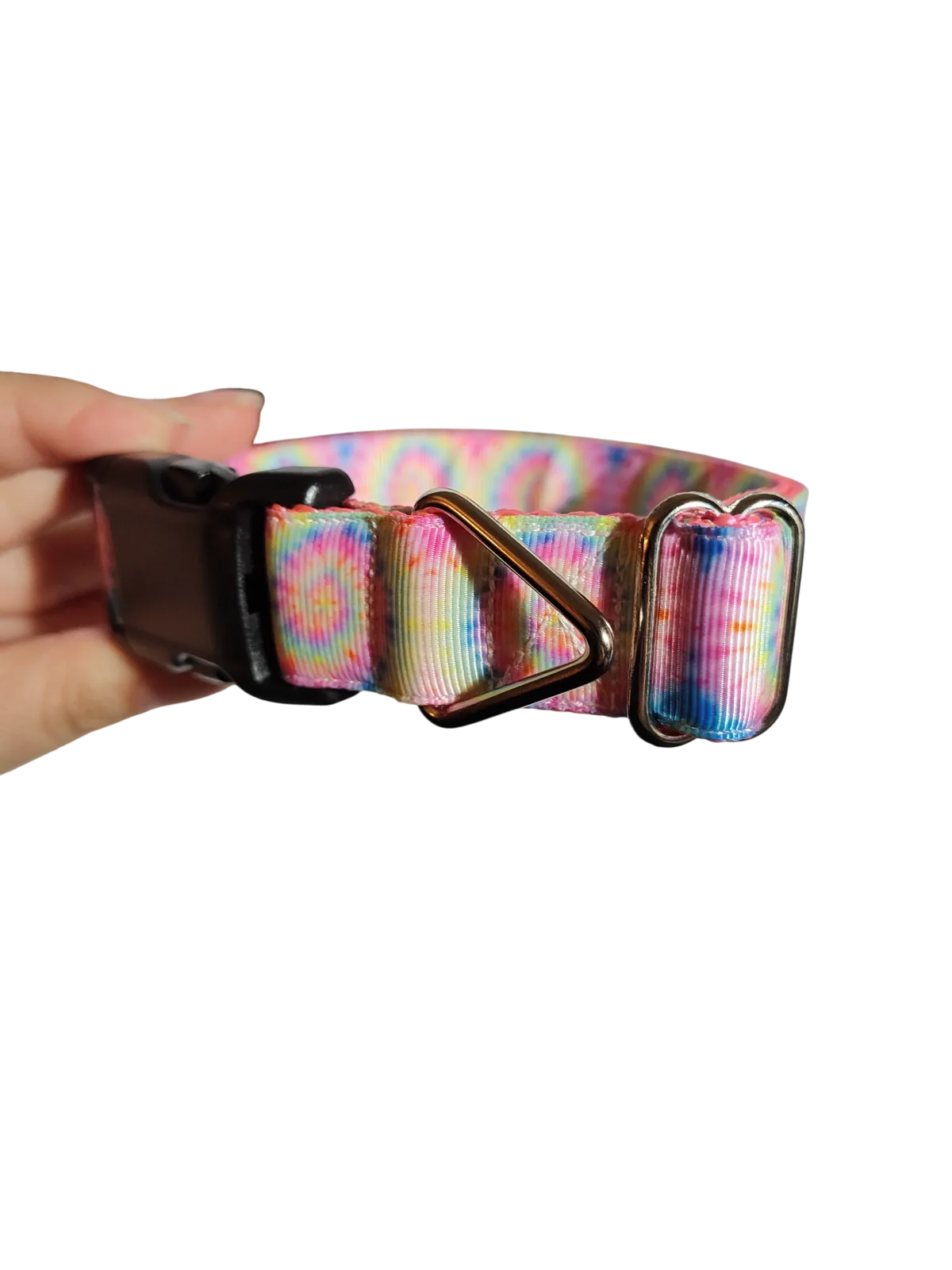 Pink Pastel Tie Dye Nylon Dog Collar - Image 2