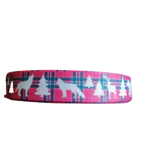 Pink Plaid Wildlife Nylon Dog Collar