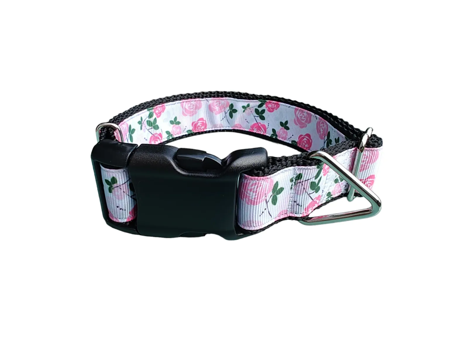 Pink Roses Nylon Dog Collar - Image 2