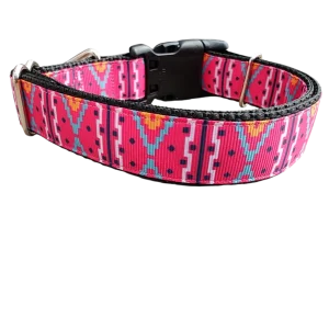 Pink Tribal Nylon Dog Collar