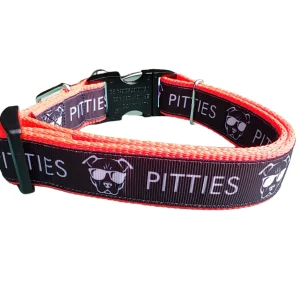Pitties Super Heavy Orange Nylon Dog Collar, Leash