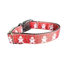 Plaid Gingerbread Man Nylon Dog Collar