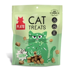 Plato Cat Grain-Free Air Dried Cat Treat Chicken Catnip 2.5 oz