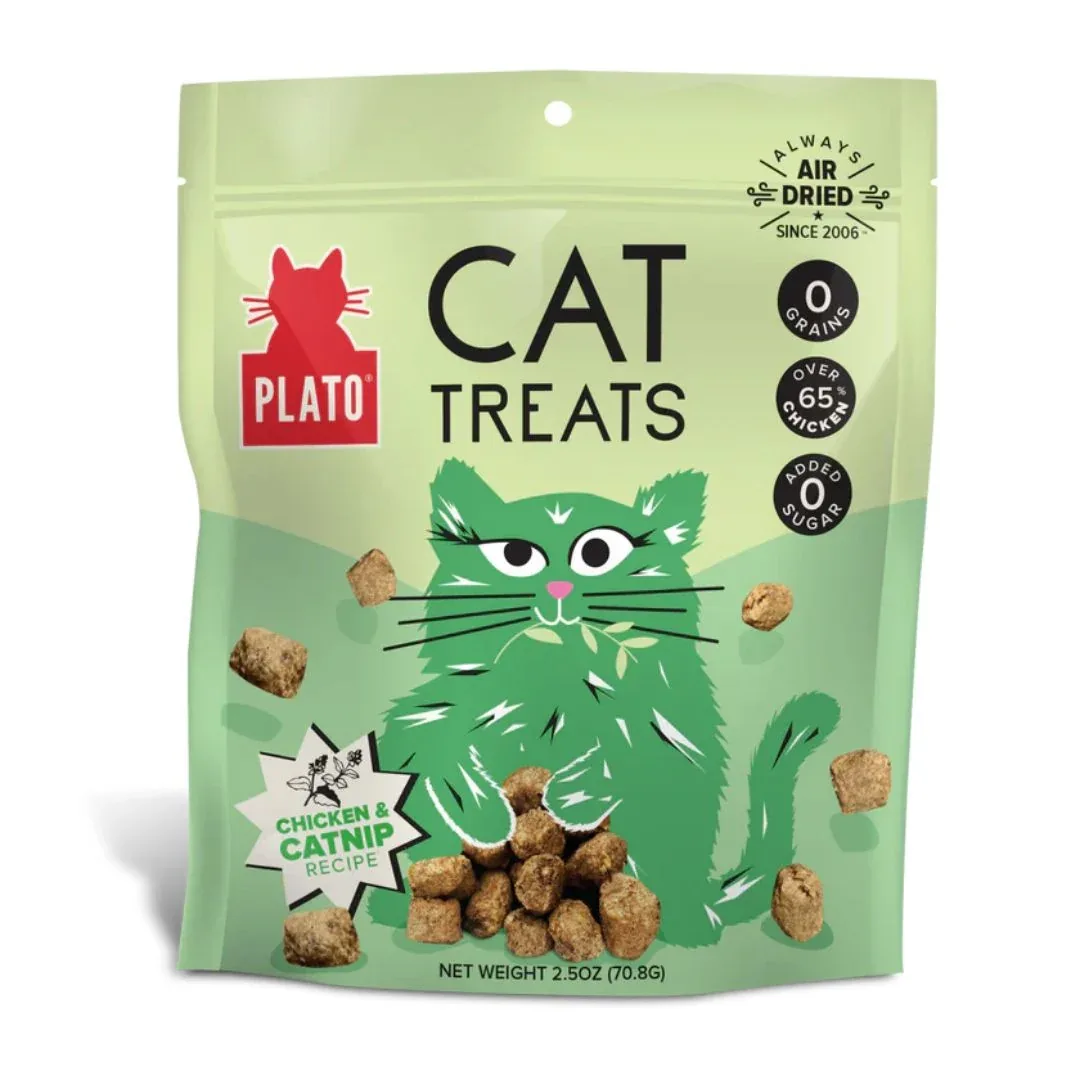 Plato Cat Grain-Free Air Dried Cat Treat Chicken Catnip 2.5 oz