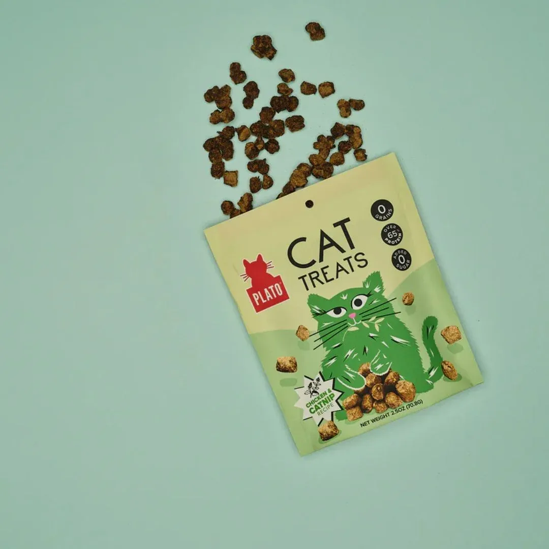 Plato Cat Grain-Free Air Dried Cat Treat Chicken Catnip 2.5 oz - Image 2