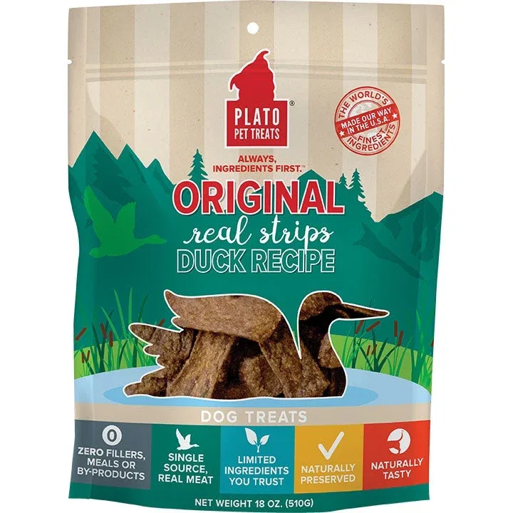 Plato Dog Strips Duck 18 oz