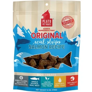 Plato Dog Treats Salmon Strips 6 oz