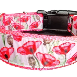 Poppies Nylon Dog Collar