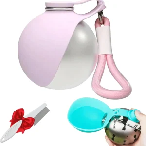 Portable Dog Water Bottle with Foldable Silicone Bowl – Dog Travel Water Bottle