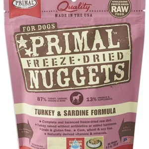 Primal Freeze-Dried Dog Food Nuggets Turkey Sardine - 14 Oz