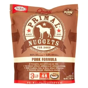 Primal Frozen Dog Food Nuggets Pork - 3 lbs