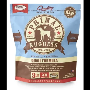 Primal Frozen Dog Food Nuggets QUAIL - 3 lbs