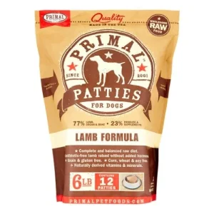 Primal Frozen Dog Food Patties Lamb - 6 lbs