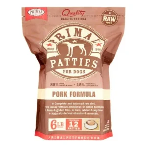 Primal Frozen Dog Food Patties Pork - 6 lbs