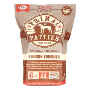 Primal Frozen Dog Food Patties Venison - 6 lbs