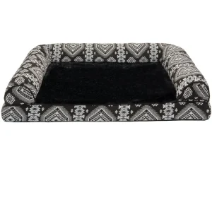 FurHaven Southwest Kilim Memory Top Sofa Pet Bed - Black Medallion (Jumbo Plus)