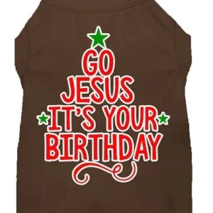 Go Jesus Screen Print Dog Shirt in Brown