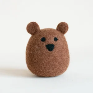 BROWN BEAR WOOL DOG TOY