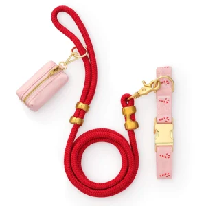 Blush Pink Candy Canes Embroidered Collar Walk Set