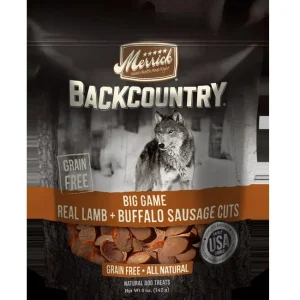 Merrick Treats Big Game Real Lamb+ Buffalo Sausage Cuts Natural Dog Chews - 5 oz Bag