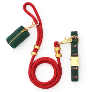 Evergreen Candy Canes Embroidered Collar Walk Set