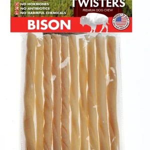 Tasman's Natural Pet Bison Rawhide 5" Dog Natural Chews - Small Twister - 10 Pack