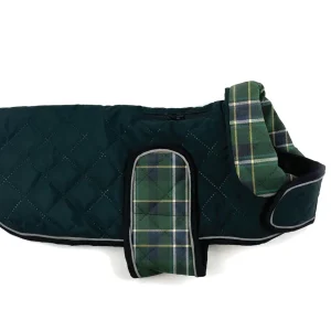 Go Walk Dark Green Quilted Classic Patterned Dog Coat