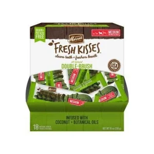 Merrick Treats Coconut Oil + Botanicals Medium Brush Dog Dental Chews - Single Serve Box (18 ct)