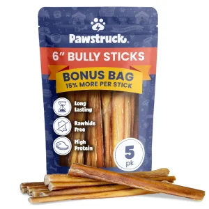 Pawstruck 5 Pack Bully Sticks with Bonus Inch for Dogs