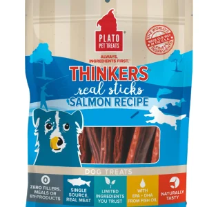 Plato Pet Treats Thinkers Salmon Sticks Natural Dog Chews - 18 oz Bag