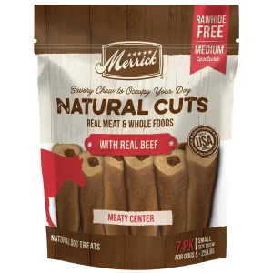 Merrick Treats Natural Cuts with Real Beef Small Chew Naural Dog Chews - 10.5 oz (7 ct) Pouch